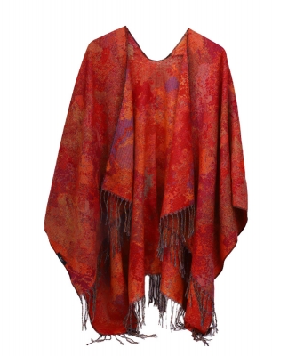Fashion Fringed Poncho VS0590 ORANGE